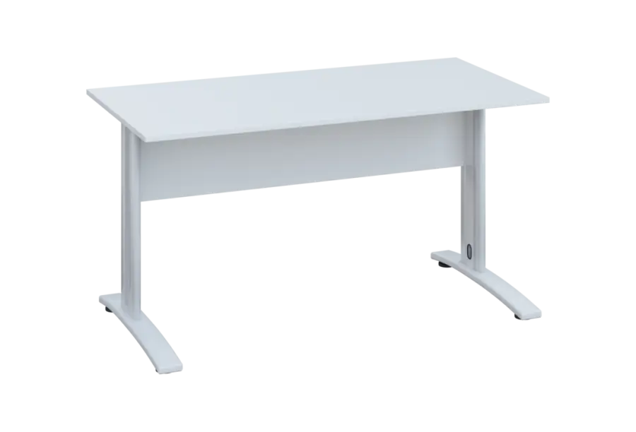 EPK 17 - 14 stůl kancelářský, kovová podnož bílá, deska 18 mm, široký 1400 mm, bílá